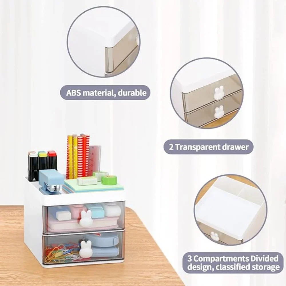 NEW Small Desk, Make Up Organizer With 2 Drawers, Office Desktop Storage Box